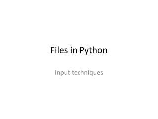 Files in Python