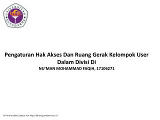 Pengaturan Hak Akses Dan Ruang Gerak Kelompok User Dalam Divisi Di NU’MAN MOHAMMAD FAQIH, 17106271