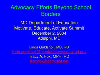 Advocacy Efforts Beyond School Borders