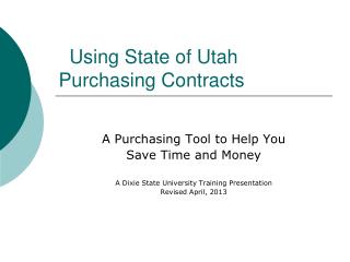 Using State of Utah Purchasing Contracts