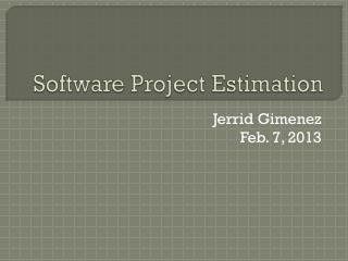 Software Project Estimation