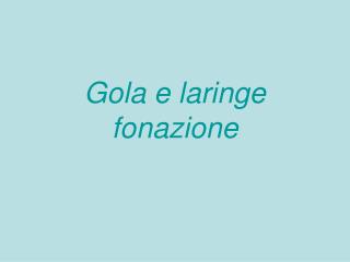 Gola e laringe fonazione