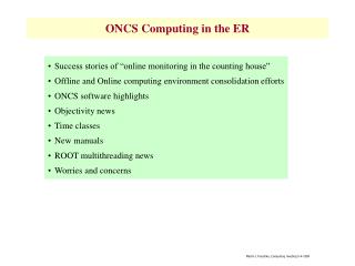 ONCS Computing in the ER