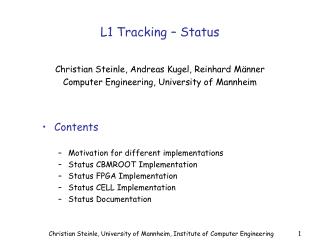 L1 Tracking – Status