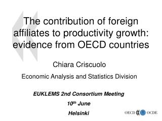 The contribution of foreign affiliates to productivity growth: evidence from OECD countries