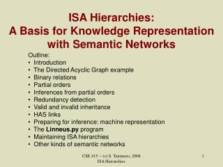 ISA Hierarchies: A Basis for Knowledge Representation with Semantic Networks