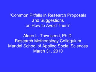 This presentation is intended to help you write stronger research grant applications