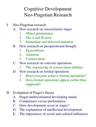 Cognitive Development Neo-Piagetian Research
