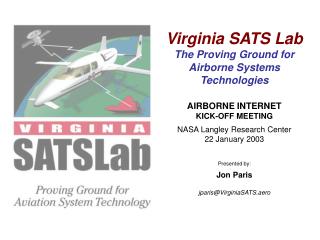 Virginia SATS Lab The Proving Ground for Airborne Systems Technologies