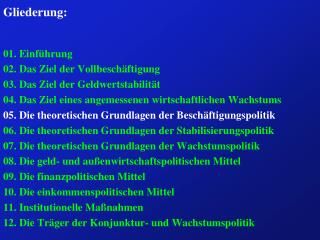 Gliederung: