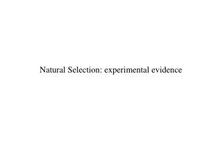 Natural Selection: experimental evidence