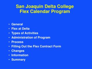San Joaquin Delta College Flex Calendar Program