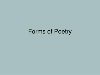 Forms of Poetry