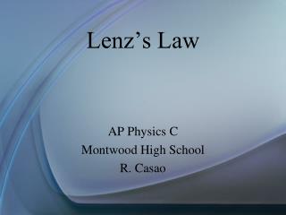 Lenz’s Law