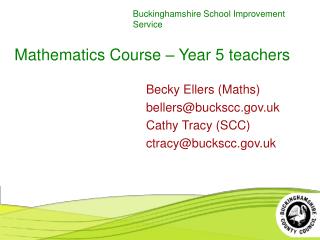 Mathematics Course – Year 5 teachers