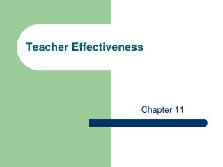 Teacher Effectiveness