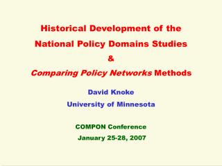 Historical Development of the National Policy Domains Studies &amp;