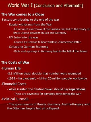 World War I [Conclusion and Aftermath]