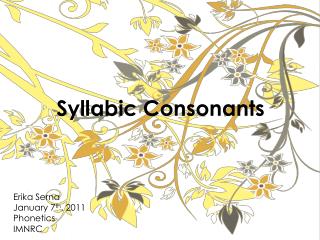 Syllabic Consonants