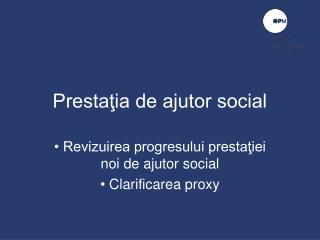 Prestaţia de ajutor social