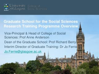 Graduate School for the Social Sciences Research Training Programme Overview