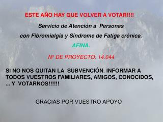 Servicio de Atención a Personas con Fibromialgia y Síndrome de Fatiga crónica. AFINA.