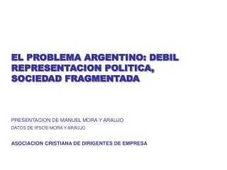 EL PROBLEMA ARGENTINO: DEBIL REPRESENTACION POLITICA, SOCIEDAD FRAGMENTADA