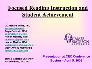 Focused Reading Instruction and Student Achievement