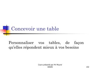 Concevoir une table