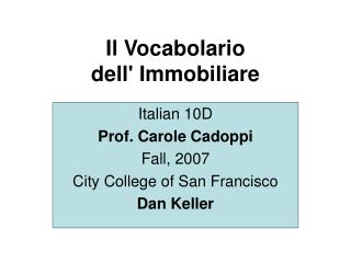 Il Vocabolario dell' Immobiliare