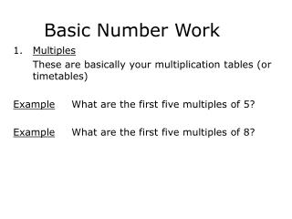 Basic Number Work