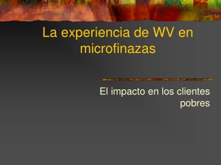 La experiencia de WV en microfinazas
