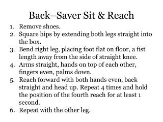 Back–Saver Sit &amp; Reach