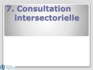 7. Consultation intersectorielle