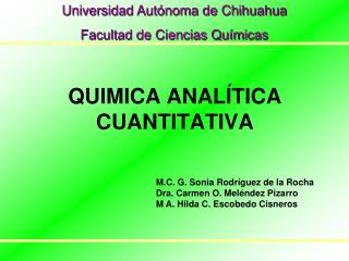 QUIMICA ANALÍTICA CUANTITATIVA