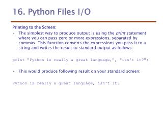 16. Python Files I/O