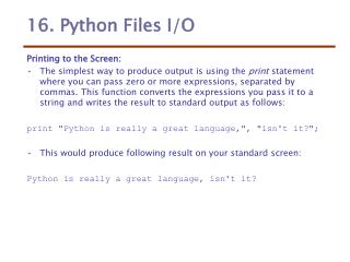 16. Python Files I/O