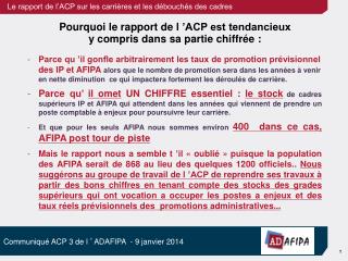 Pourquoi le rapport de l ’ACP est tendancieux y compris dans sa partie chiffrée :