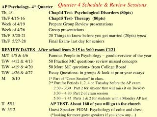 Quarter 4 Schedule &amp; Review Sessions