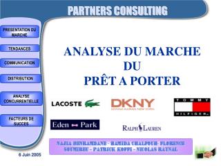 ANALYSE DU MARCHE DU PRÊT A PORTER