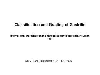 International workshop on the histopathology of gastritis, Houston 1994