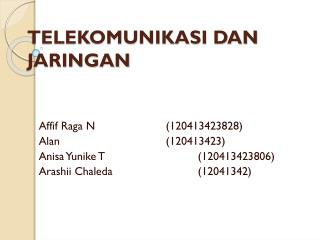 TELEKOMUNIKASI DAN JARINGAN