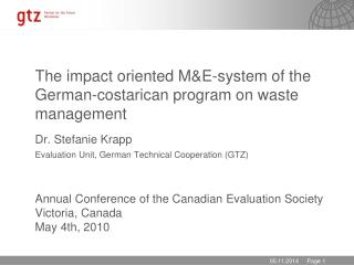 The impact oriented M&amp;E- system of the German-costarican program on waste management