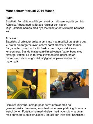 Månadsbrev februari 2014 Måsen Syfte:
