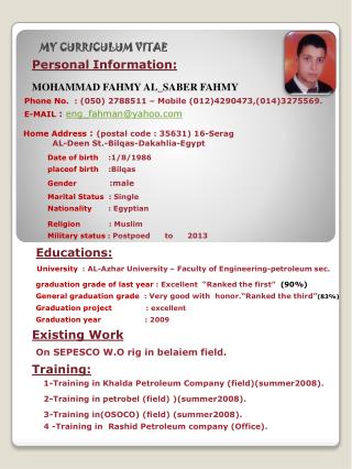 MY CURRICULUM VITAE