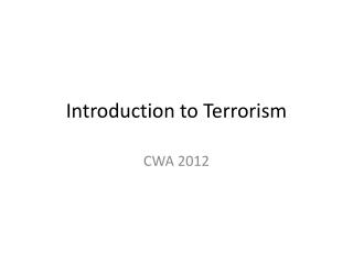 Introduction to Terrorism