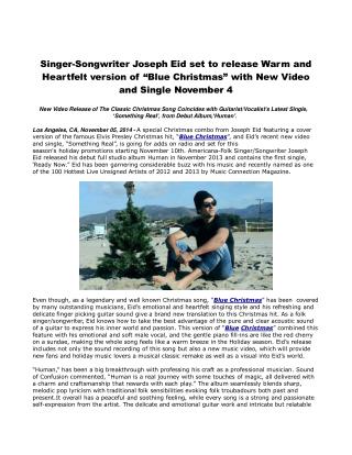 Singer-Songwriter Joseph Eid set to release Warm