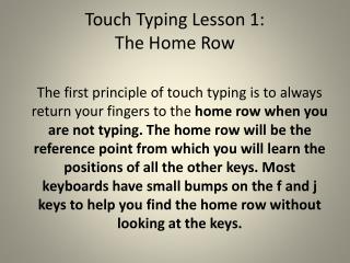 Touch Typing Lesson 1: The Home Row