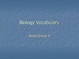 Biology Vocabulary