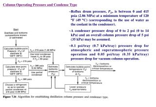 Column Operating Pressure and Condense Type